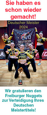 Deutscher Meister im Group Stunt: Freiburg Nuggets Cheerleader verteidigen Ihren Titel