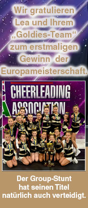 Deutscher Meister 2025 im Group Stunt: Freiburg Nuggets Cheerleader verteidigen Ihren Titel erneut Europameister 2025 im Group Stunt: Freiburg Nuggets Cheerleader verteidigen Ihren Titel erneut